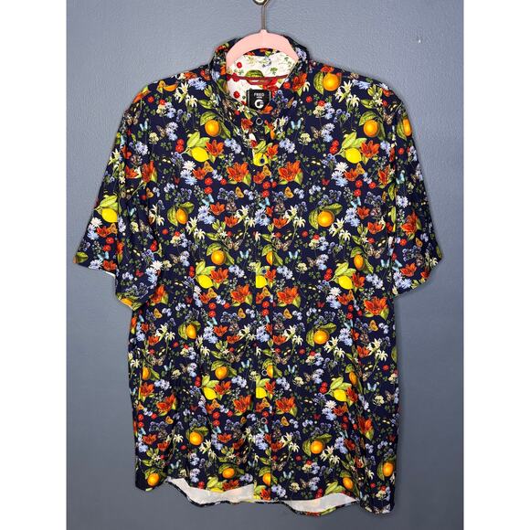 Fried Denim Mens tropical Grecian short sleeve button-down shirt size XL - Picture 3 of 10
